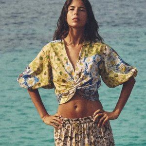 ZARA Knotted Print Top